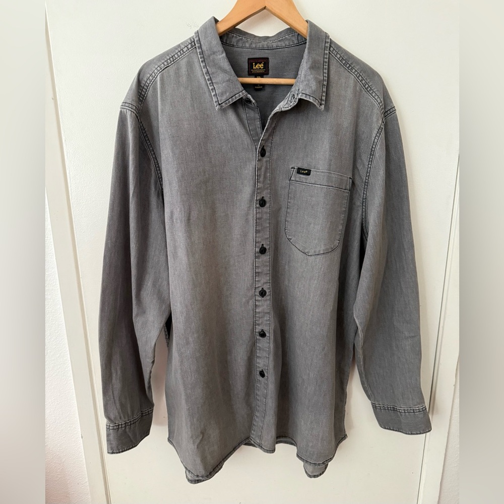 Lee Button Down Shirt Gray Size XXL